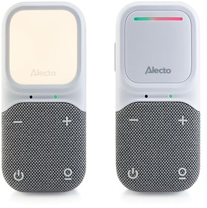 Alecto DBX135 - Modernes Full Eco Audio-Babyphone mit kristallklarer DECT-Klangqualität, Langer Standby-Zeit und Nachtlicht - Weiß/Grau