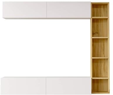 Rebecca Mobili Parete Attrezzata Soggiorno, Set Mobili Pensili, Bianco Color Rovere, Truciolato, 3 Pezzi, per Salotto Moderno - Misure HxLxP: 143,5 x 169 x 26 cm - Art. RE7205