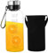Xweptuy Bouteille d'eau avec marqueur temporel 2L Clear Borosilicate Borosilicate Glass Water Wattles avec lanière, manche et filtre amovible Filtre Lavage à lave-vaisse