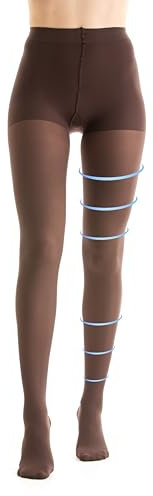 Gi&Gi Kompressionsstrumpfhose mit abgestufter Kompression, 140 DEN 18-21 MMHG, Klasse 1, formende Socken für Damen, aus blickdichter Mikrofaser, braun, M