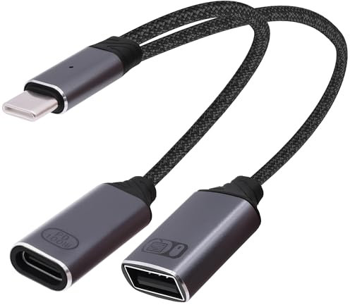 YARCHONN Répartiteur USB C OTG 1 entrée 2 sorties type C vers USB OTG Splitter Y câble avec adaptateur de charge rapide PD 100 W pour téléphone portable