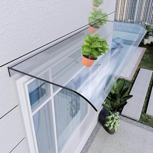 Polycarbonate Marquise Porte D'entree Exterieur,auvent Marquise Porte D'entree,pour La Maison De Garage De La Maison Extérieure,transparent-50x120cm/19.6 x47in