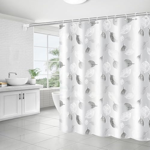 HUIBOHOU Shower Curtain, Mould Proof and Mildew Resistant Washable Bathroom Curtains, Shower Curtain for Bathroom, Bath Curtains with Hooks (Leaves, 180 * 180cm)