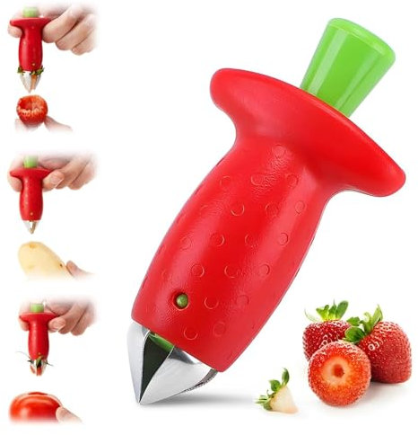 Stainless Steel Fruit Strawberry Corer Stem Remover Picker Peeler Tool Kitchen Tool (1)