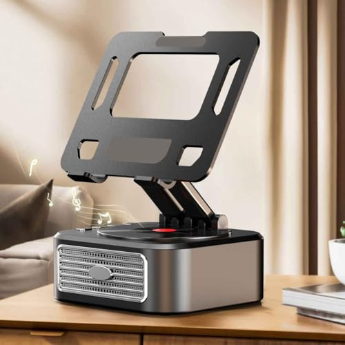 UPSEA 360° Rotating Tablet Stand with Bluetooth Speaker, Adjustable Phone/iPad Holder, Portable Desktop Stand for Home Office, Stable for Videos & Music