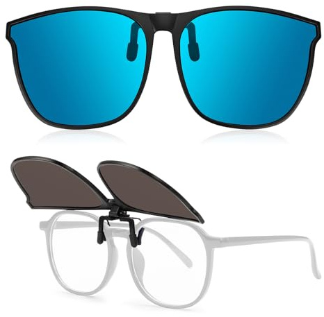 Kiiwah Polarisiert Sonnenbrillen Aufsatz Brille, UV400 Clip on Sonnenbrille für Brillenträger, Ultraleicht Sonnenbrille Zum Aufstecken Damen Herren (Schwarz/Braun/Blau)