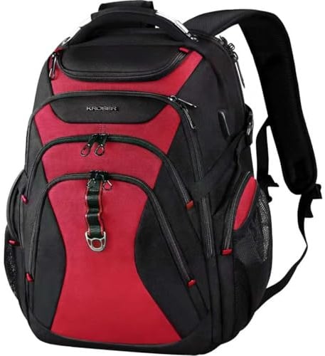 KROSER Travel Laptop Backpack 17.3 Inch Gaming BackpackBlack Red