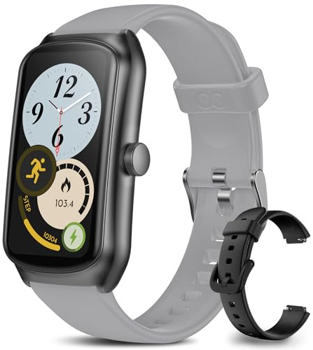 anyloop AMOLED Fitness-Tracker-Uhr, IP68 wasserdichte Smartwatch mit 24/7 Herzfrequenz-/Schlafmonitor, Gesundheitsaktivitäts-Tracker und Smartwatches für Männer und Frauen(grau)