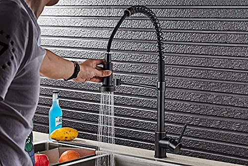 SDyudDS Robinets, Robinet de Cuisine Professionnel à poignée Unique avec douchette extractible et mitigeur pivotant