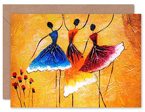 Fine Art Prints Ballet Dancers Painting Greeting Card With Envelope Inside Premium Quality, Brown,12.5 x 17.5 cm