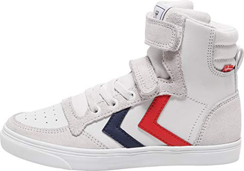 Hummel Unisex Kinder Slimmer Stadil Leather High Jr Hohe Sneaker High-Top, Weiß,36 EU