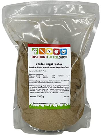 Verdauungskräuter (100% Natur - 1, 5 kg) für Pferde (Magen und Darm) | natürliche Unterstützung bei Durchfall, Kotwasser, Verdauungsbeschwerden | ohne Getreide und Zucker