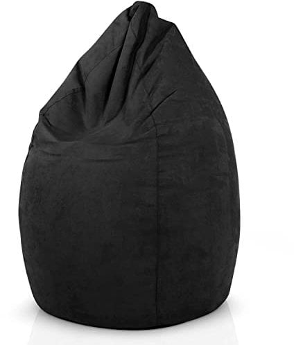 Green Bean Sitzsack mit Rückenlehne 60x60x90cm - Indoor Sitzkissen 220L Füllung Kuschelig Waschbar - Bean Bag Bodenkissen Lounge Chair Sitzhocker - Schwarz