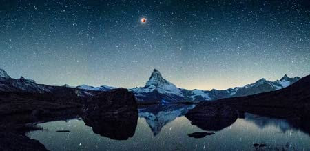 adrium Poster-Bild 140 x 70 cm: Sonnenuntergang im Matterhorn mit Reflexion in Stellilake am späten Nachmittag(102258453)