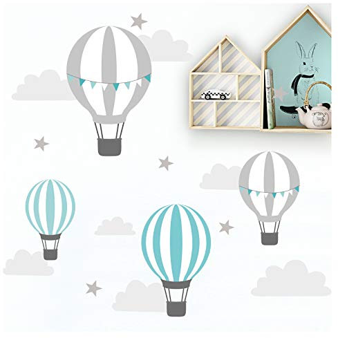 Little Deco Wandtattoo Kinderzimmer Heißluftballon Wolken Set Wandsticker DL522
