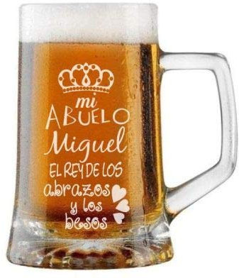 Arte-Deco Jarra de Cerveza Personalizada MEJOR ABUELO. Regalo Grabado y Personalizado para Hombre o Mujer. Detalle para Celebraciones Cumpleaños Aniversario Día de la Madre Jubilación.