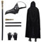 Lifreer Pest Ärzte Maske Lange Nase Vogelschnabel Steampunk Halloween Gothic Leder Vogelmaske mit Kapuze Umhang, Handschuhe, Stock für Party Cosplay Maskerade (Style-A), Schwarz, Einheitsgröße