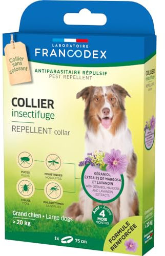Francodex - Collier Insectifuge 75 cm Formule renforcée pour Chiens de Plus de 20 kg