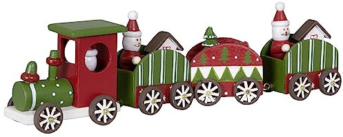 Christmas Paradise Holz-Eisenbahn weihnachtliche Dekoration Zug 26cm grün-rot