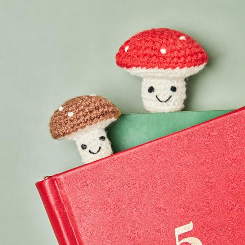 CharySim Gestrickte Lesezeichen Kreative Strickwolle Pilz Lustige Mutmacher Geschenk für Frauen Schwester Beste Freundin Einschulung Schultüte Füllung Geschenk 3D Lesezeichen Mädchen Junge
