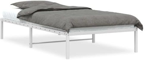 vidaXL Bettgestell, Bettrahmen mit Lattenrost, Bett Gästebett mit Stauraum, Metallbett Einzelbett Schlafzimmerbett, Weiß 100x190cm Metall