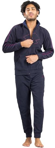 Lotto Tuta Pile Uomo Calda Invernale Stile Sportivo - Tuta Relax Uomo Molto Calda Taglie S M L XL XXL in Pile con Zip (L, Blu 411)