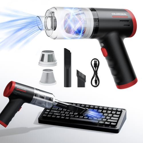 COLORCORAL Car Vacuum Cleaner Mini Keyboard Vacuum Cordless Handheld Vacuum 8000 Powerful Suction Handheld for Dust Small Portable USB Car Hoover for Computer/Car/Home/Pet