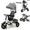 COSTWAY 4 in 1 Kinder Dreirad, Kinderdreirad klappbar mit Schubstange, drehbarer Sitz, Vorwärts und Rückwärtsfahrt, Laufrad mit verstellbarem Verdeck & abnehmbarem Geländer für Baby ab 1 Jahr(Grau)