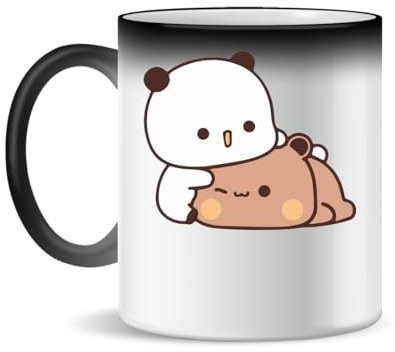 Forsca Bear And Panda Bubu Dudu Tasse à Thé et Café en Céramique, 330ml, Blanc Magique, Rose, Noir 330ml