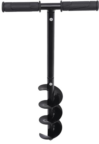 Hand Post Hole Digger - 24'' x 4 Earth Garden Auger Drill, Non-Slip Handle, Spiral Drill Planter Bit for Planting Trees, Seedlings, Deep Cultivating, Digging Weeds Roots