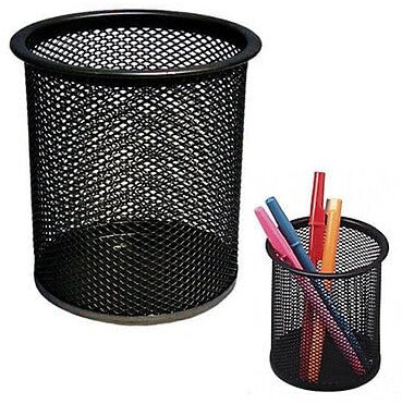 Trend Base Metal Pen Holder Round Wire Stationary Organizer Multifunction Black Mesh Pen Pot For Desk Portable & Durable Ballpoint Cup For School Office & Home Supplies