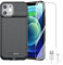 GIN FOXI Battery Case for iPhone 12/12Pro, 7000mAh Ultra-Slim Battery Charging Case Rechargeable Anti-Fall Protection Charger Cover Extended Batteries Pack for iPhone 12Pro/12 (6.1 inch) (Black)