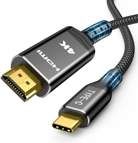 Highwings USB C to HDMI Cable 0.5m Black,4K@60Hz UHDThunderbolt 3 to HDMI Cable[Anti-Interference][Gold-Plated] Compatible for iPhone 16/15 Pro, for MacBook Pro/Air, for Surface, for Galaxy S10/S9 etc