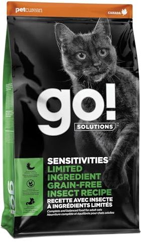 Go! Solutions Sensitivities Limited Ingredient Insect Grain-Free Dry Cat Food, Chicken-Free Kibble Made by Experts for Sensitive Stomachs & Food Allergies, for Adults, & Seniors, 6 lb Bag