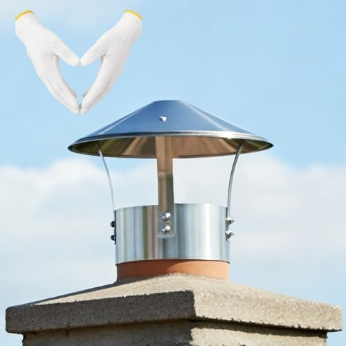 Sombrerete Antilluvia Antiviento Tapa de Chimenea Redonda Sombrerete Chimenea Caperuza Salida Humos de Acero Inoxidable 304, para Pellet y Calderas 75mm 150mm 250mm(200mm)