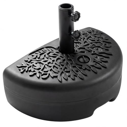 COSTWAY Pied Demi-Rond de Parasol pour Mâts de 40/48,5 mm, Support Parasol en HDPE Rempli de 25kg Sable & Eau/22kg Sable/17 kgEau, Poignée de Transport, pour Terrasse Jardin Piscine (50 x 32 x 37 cm)