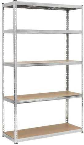 SPRINGOS Schwerlastregal 120x45x205 cm, Kellerregal mit 5 MDF Böden, Lagerregal Metall verzinkt, Steckregal bis 1000 kg, höhenverstellbare Regalböden für Garage Werkstatt Abstellraum Vorrat