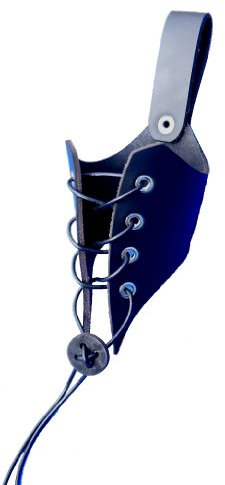 Wolfszeit Trinkhornhalter Flatter aus schwarzem, echtem Leder - Verschiedene Größen (S)