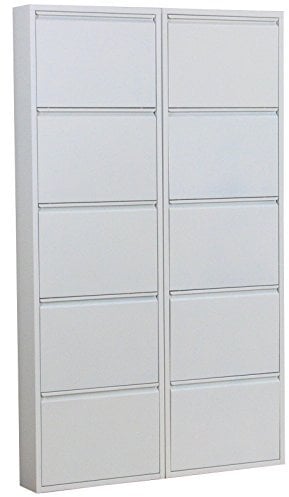 Dynamic24 XL Schuhschrank Pisa New 10 Klappen Metall Schuhkipper Schuhregal Ablage Schrank
