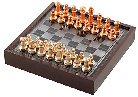 Elle Decor Schachspiel, 10,25 x 10,25 x 1,8 cm, Braun