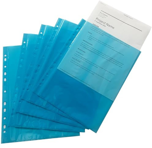 Janrax Packung mit 50 A4 Blue Clear Prospekthüllen von