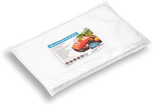 Bottini 50 Vakuumbeutel mit Struktur 40 x 50 cm, PA/PE mehrlagig, Pressverschluss, Reusabel, Sous Vide, Gefrier- und Mikrowellengeeignet, BPA-frei, Phthalatfrei, Allergiefrei