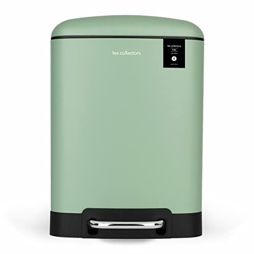 Poubelle Salle de bain à pédale Acier Inox Les Collectors n°682 Capacité 6 L Vert, Compacte, Pratique, Seau intérieur Amovible, Design élégant Finition Mat, Résistante, Fermeture Couvercle silencieuse