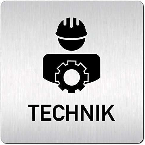 Türschilder24 XXL Schild - Türschild (B) • 125 x 125 x 1,5 mm • Technik - Technikraum 002 • Aluminium Vollmaterial • 100% Made in Germany