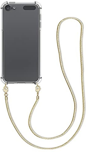 kwmobile Hülle kompatibel mit Apple iPod Touch 6G / 7G (6. und 7.Generation) - mit Kordel zum Umhängen - Silikon Schutzhülle Transparent Gold