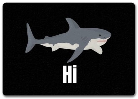 speecheese Fussmatte Hi mit lustigem Spruch schwarz rutschfeste Türmatte witzig Schuhabstreifer die perfekte Geschenkidee Spruch-Geschenke Hai Haifisch