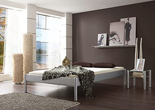 Beauty.Scouts Metallbett Freya Silber Struktur verschied. Größen DICO Bett Schlafzimmerbett Gästebett Übergröße Bett Sondergröße Schlafzimmerbett Größe 140 x 200 cm