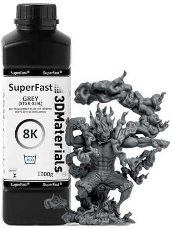 SuperFast 8K 22um Auflösung Wasserabwaschbares Harz, 0,5 Sek. Druck (50 um), hergestellt in Korea von 3DMaterials (1000g, Grau)