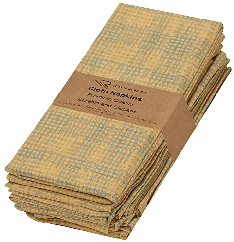 RUVANTI Cloth Napkins Set of 6, 100% Cotton, 18x18 Inches, Soft, Absorbent. Perfect for Parties, Weddings, Dinner
