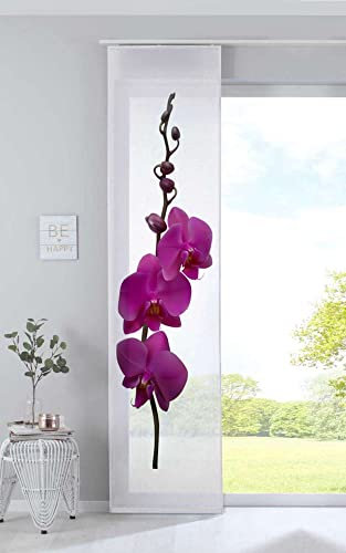 Gardinenbox Schiebegardine Flächenvorhang »Izmir« HxB 245x60 cm Orchidee Lila Voile Halbtransparent Paneelwagen Beschwerungsstange, 2022400